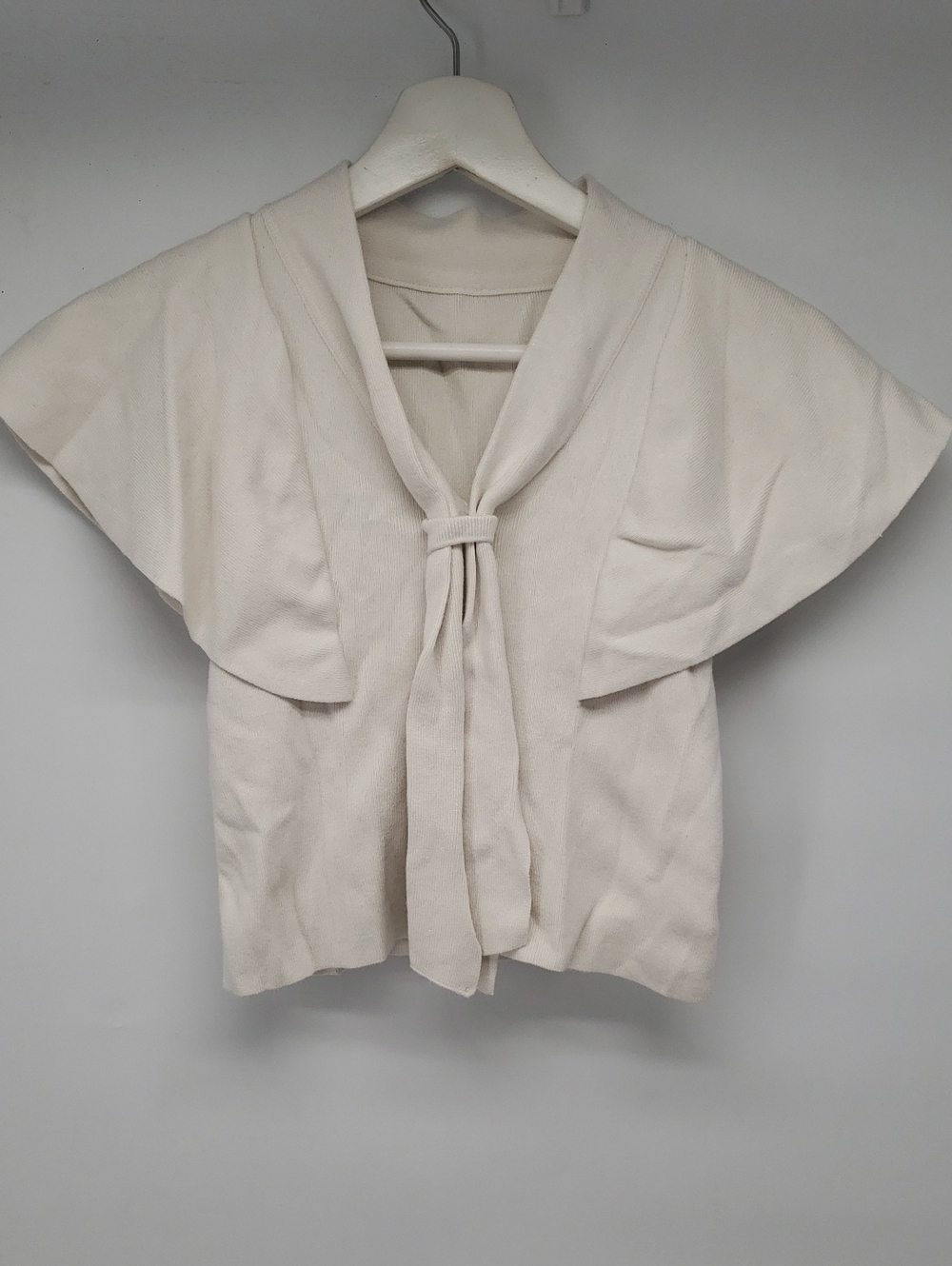 Cream Sailor Collar Tie-Front Top